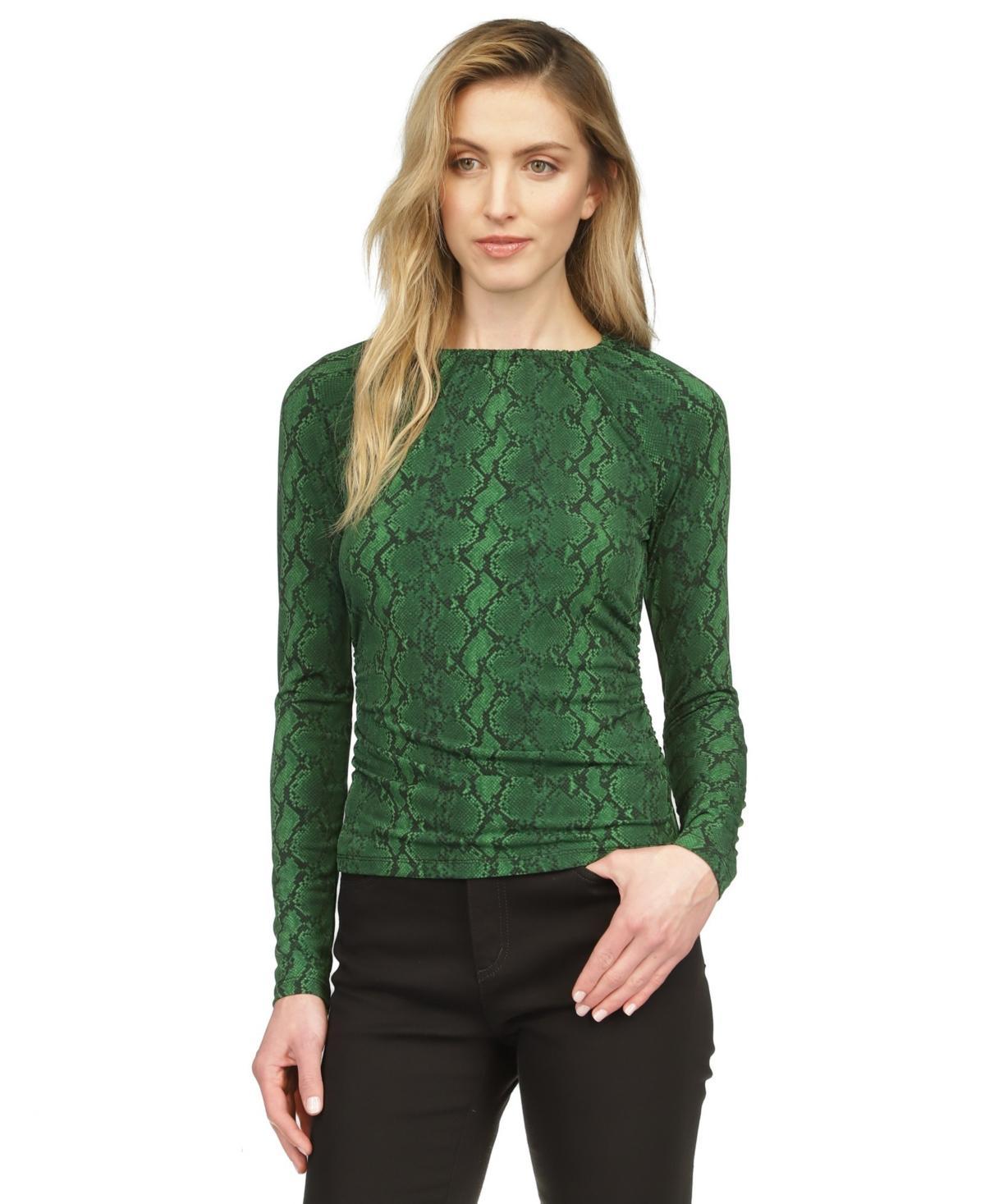 Michael Michael Kors Womens Snake-Print Long-Sleeve Top Product Image