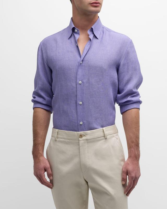 Mens Solid Linen Sport Shirt Product Image