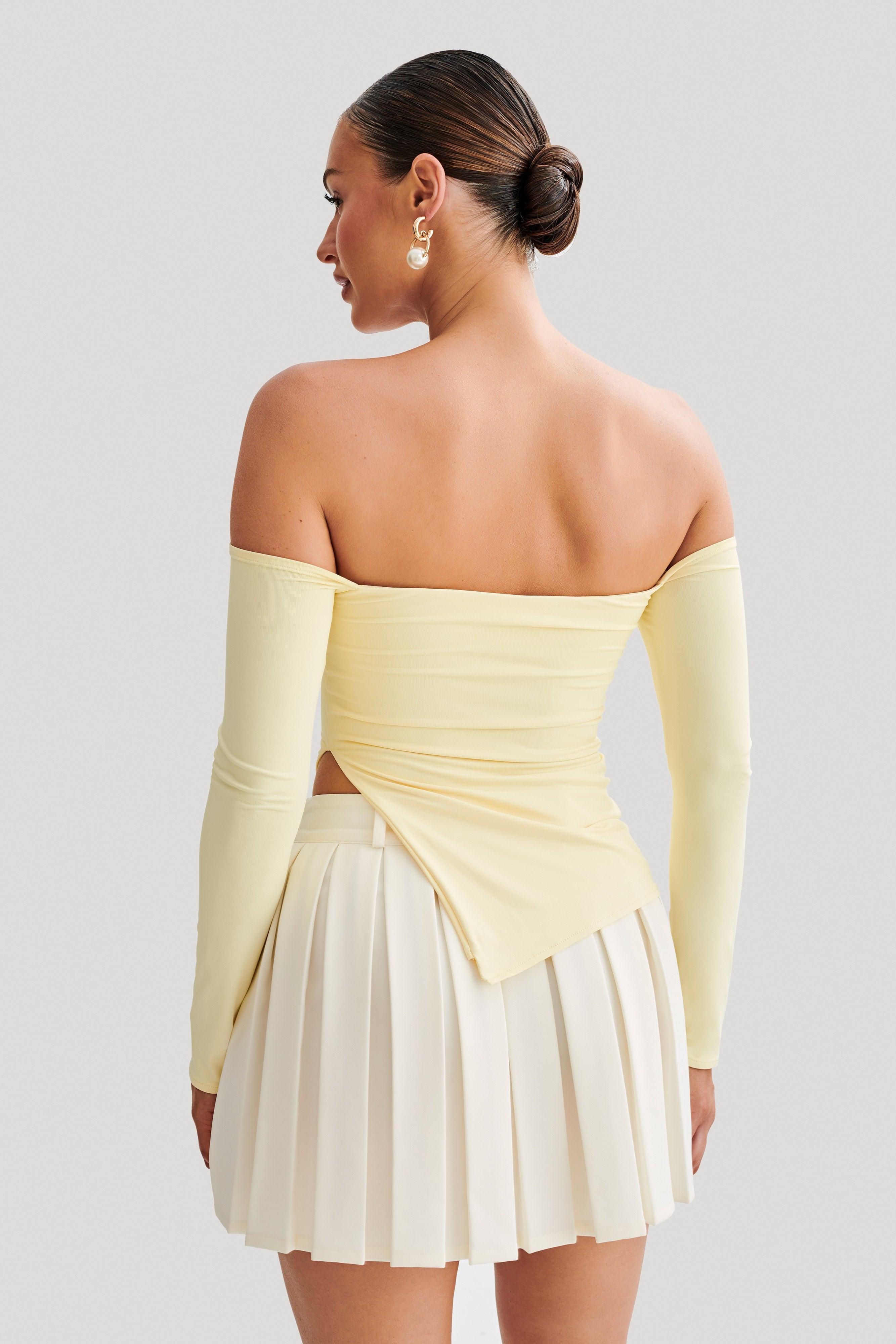 Carmen Recycled Nylon Off Shoulder Top - Lemon Product Image