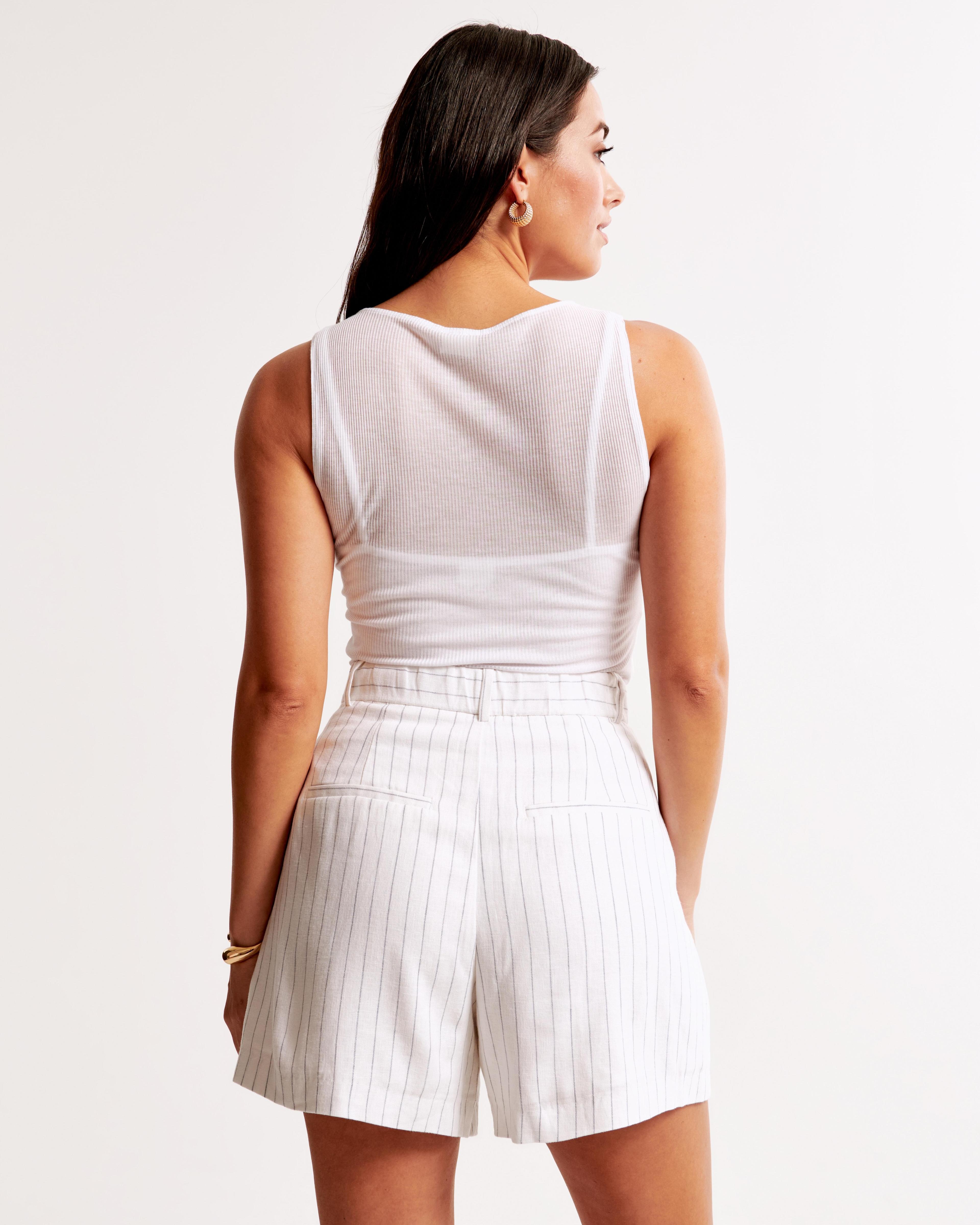 Curve Love A&F Sloane Tailored Linen-Blend Short Product Image