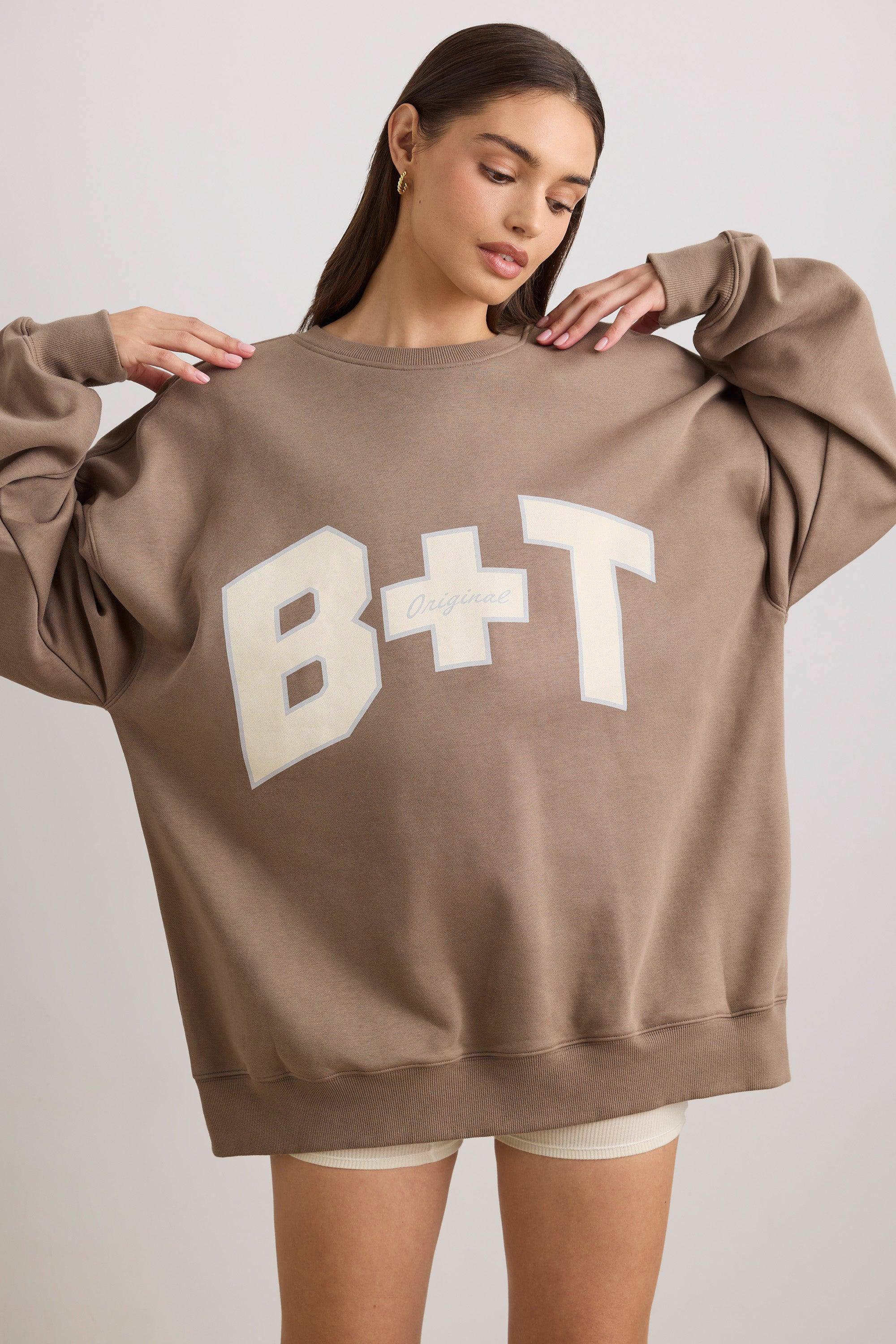 Oversized Crew Neck Sweatshirt in Espresso Female Product Image