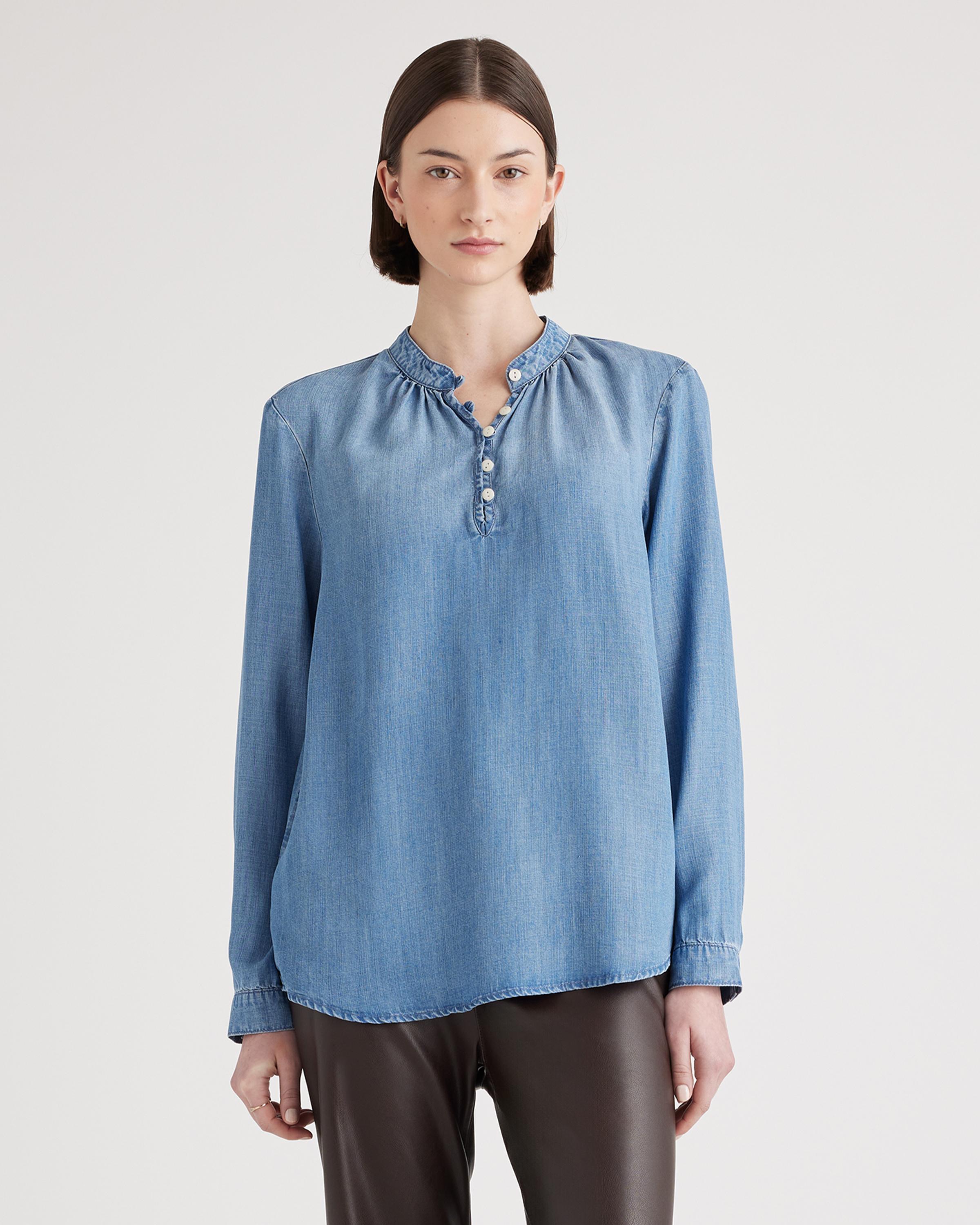 Chambray Tencel Peasant Blouse product image