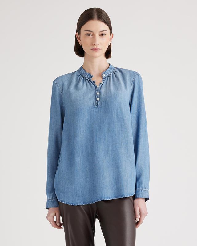 Chambray Tencel Peasant Blouse Product Image