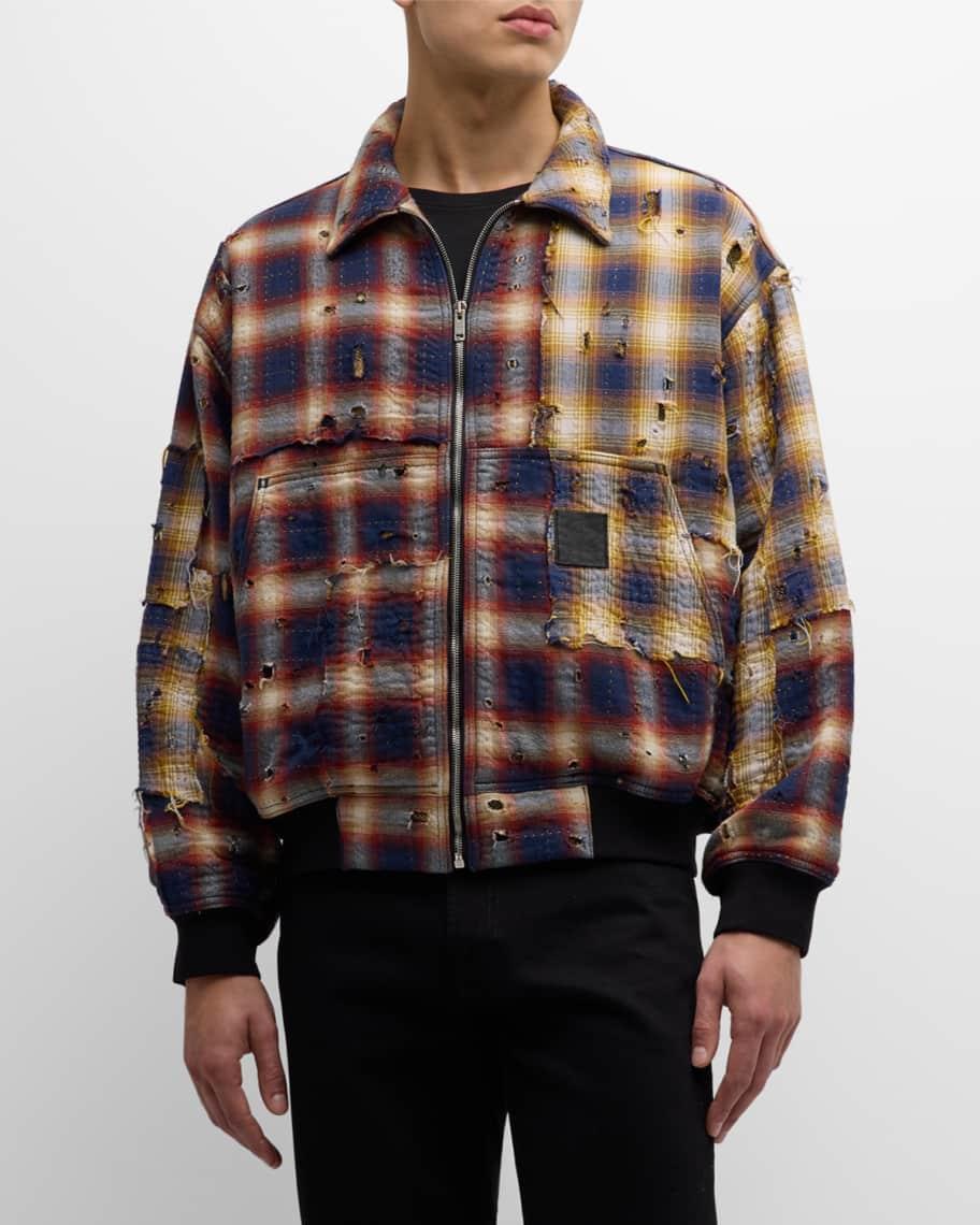 Men's Patchwork Plaid Workwear Jacket Product Image