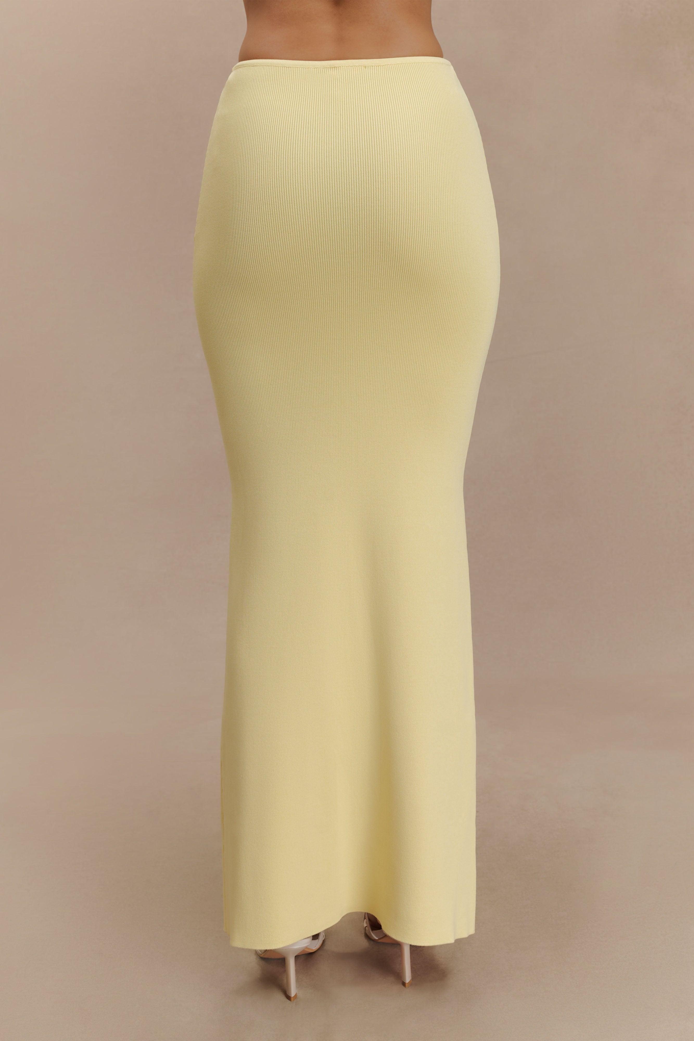 Keaton Fishtail Knit Maxi Skirt - Lemon Product Image