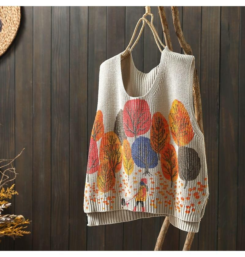 U-Neck Jacquard Sweater Vest Product Image