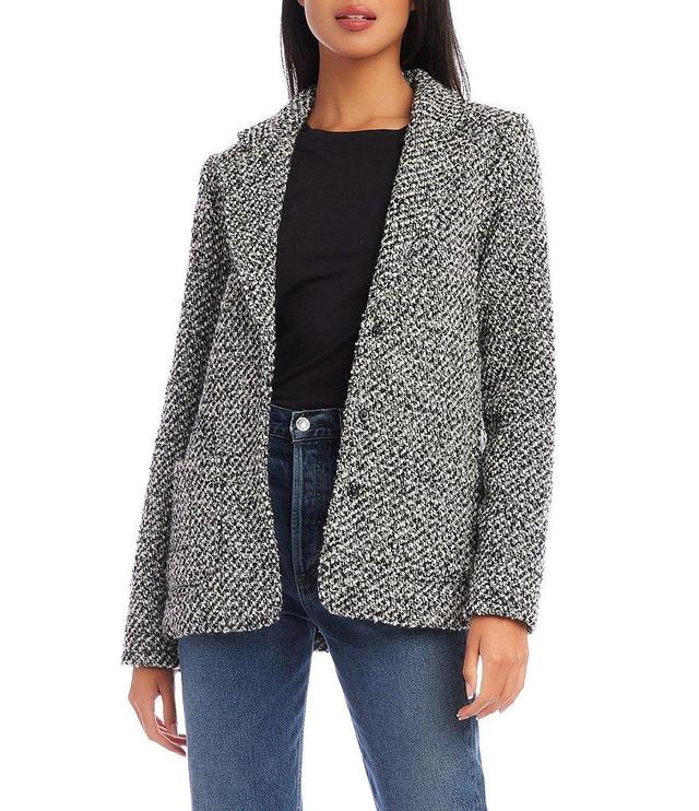 Karen Kane Texture Tweed Notch Lapel Long Sleeve Patch Pocket Button-Front Blazer Product Image