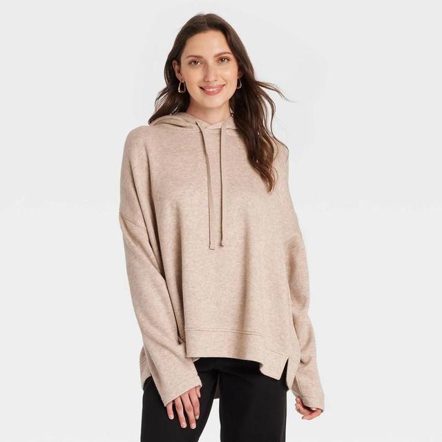 Womens Leisure Studio Knit Hoodie - Universal Thread Oatmeal M Product Image