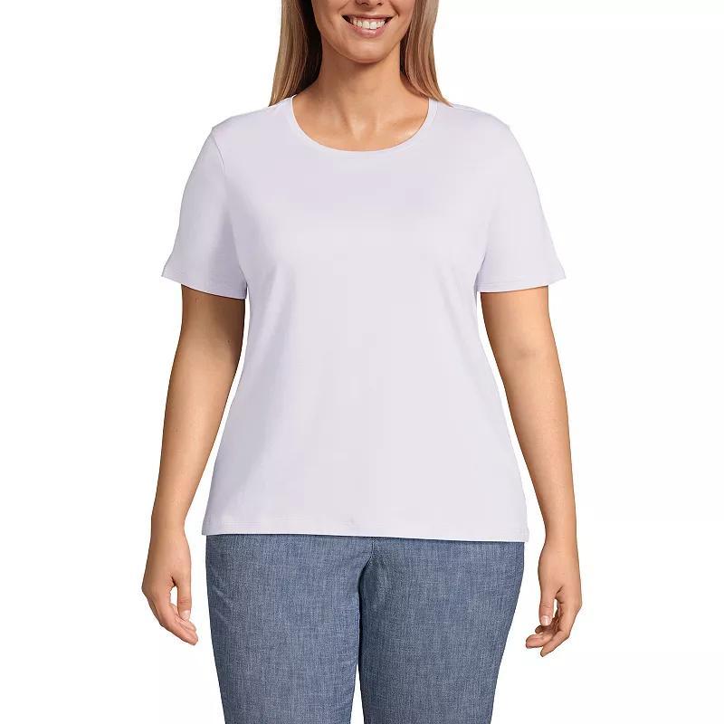 Plus Size Lands End Relaxed Supima Cotton Crewneck Tee, Womens Mint Ivory Product Image