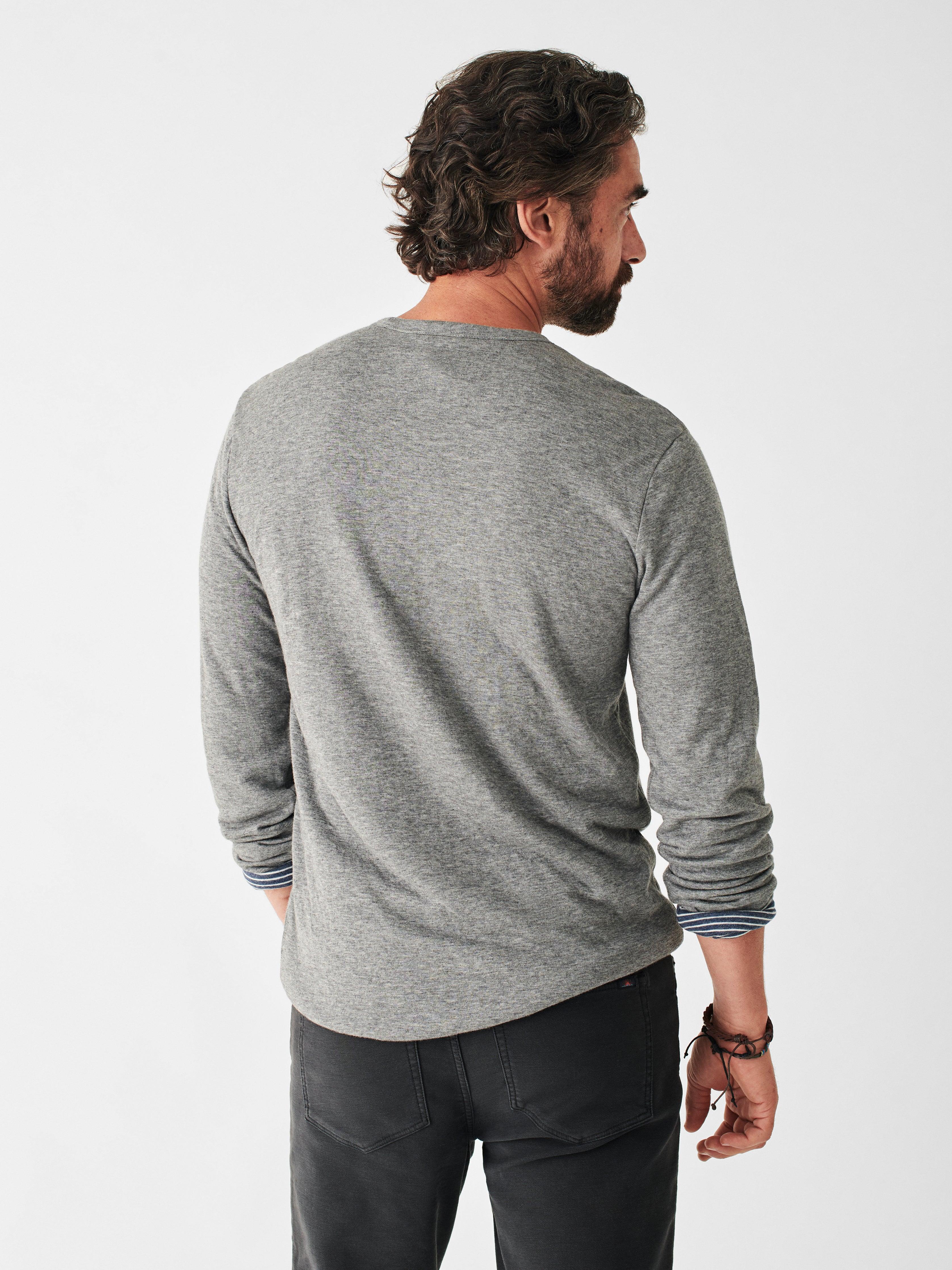 Cloud Cotton Reversible Crew - Medium Grey Heather Navy Cream Stripe Male Product Image