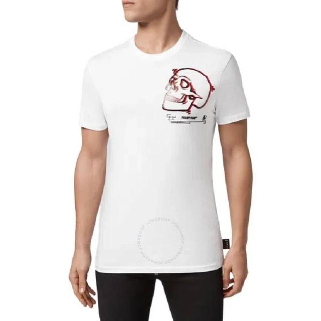 Skull Outline Round Neck T-shirt In White Product Image