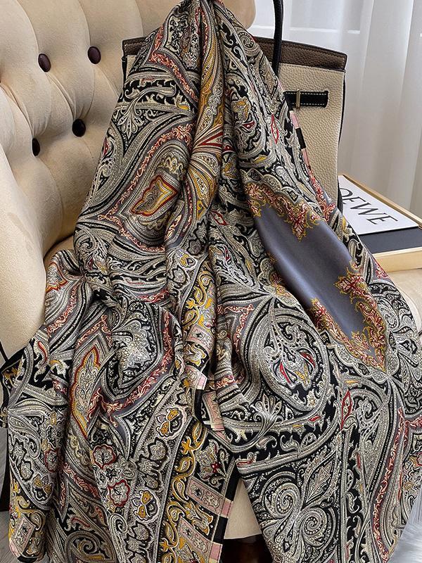 Vintage Printed Silk Imitation Shawl&Scarf Product Image