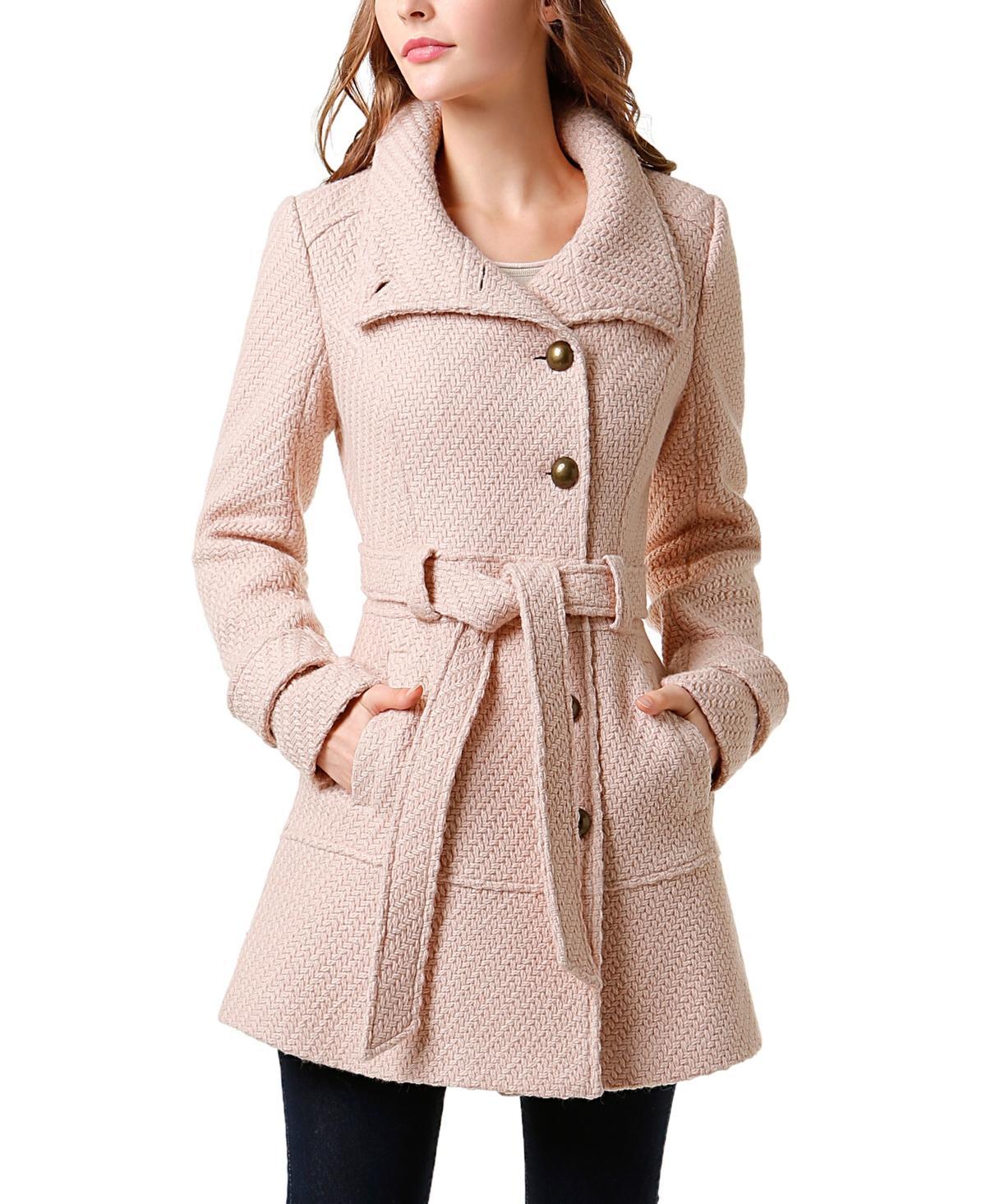 Kimi + Kai Womens Belted Boucle Wool Trench Coat Product Image