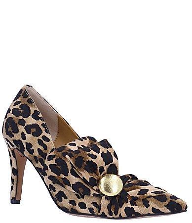 J. Renee Hirisha Satin Leopard Bow Detail Dress Pumps Product Image