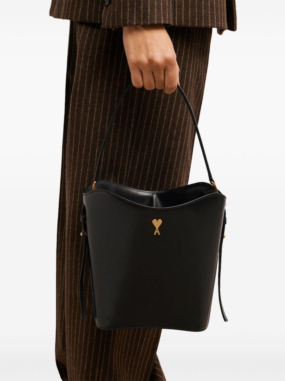 Paris Paris Leather Bucket Bag In Black Product Image