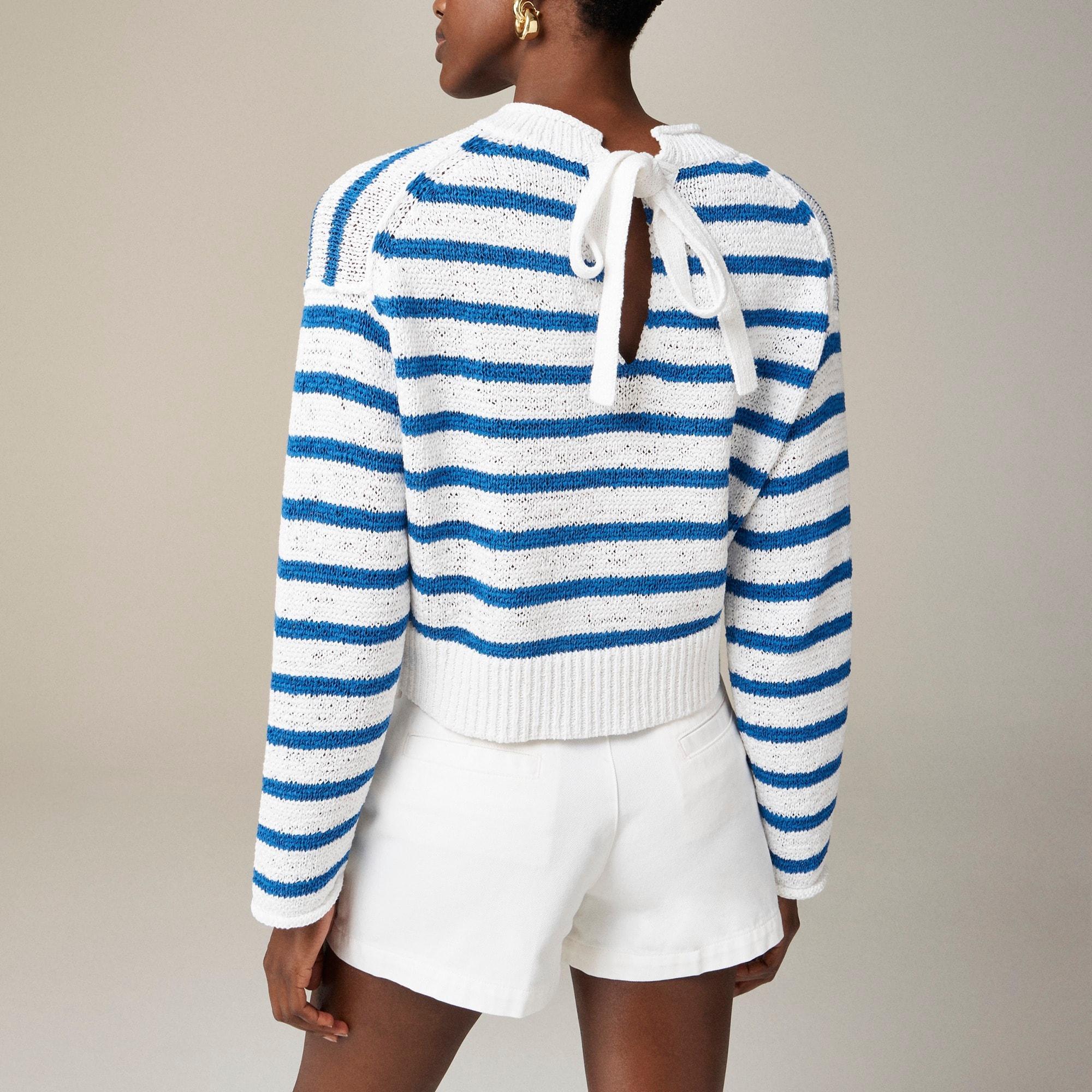 Textured tie-back Rollneck™ sweater in stripe Product Image