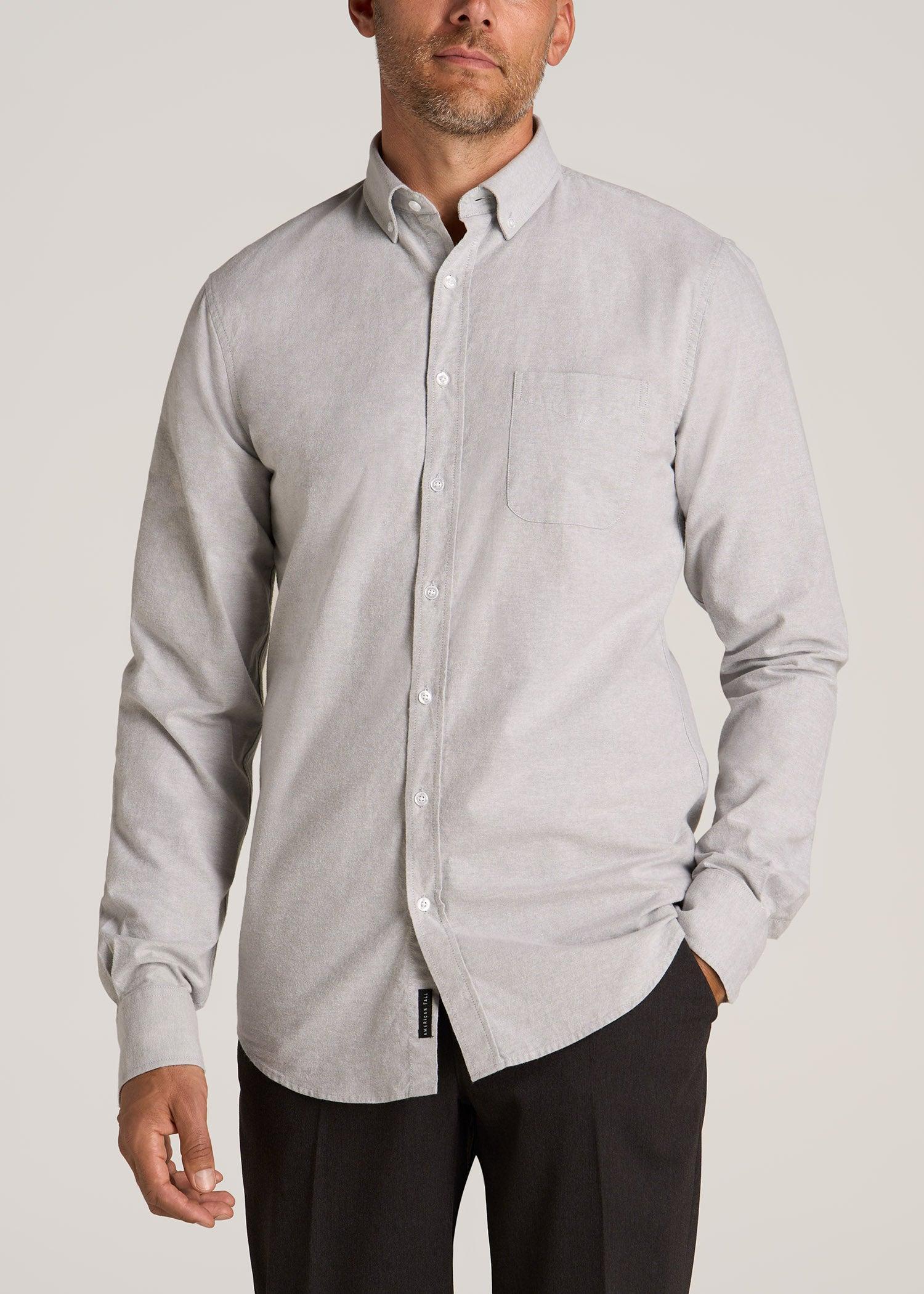 Washed Oxford Shirt for Tall Men in Silvermist Male Product Image