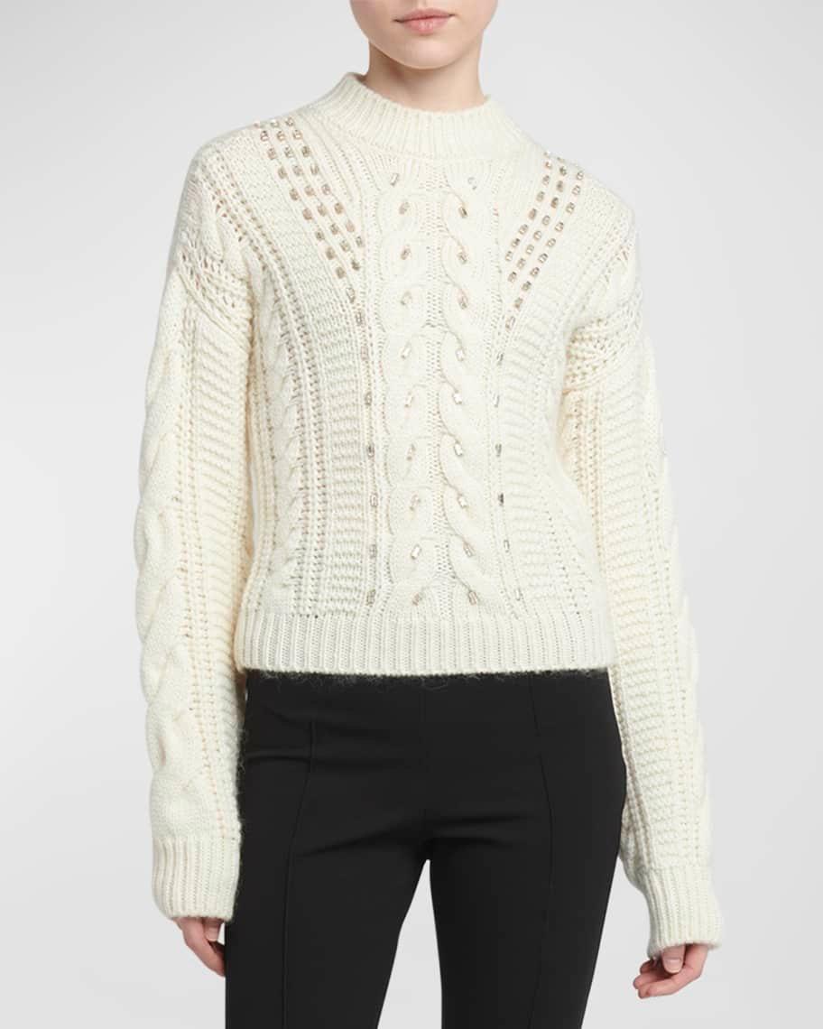 Embellished Wool Cable-Knit Sweater  Product Image