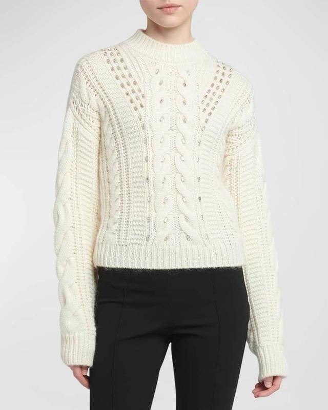 Embellished Wool Cable-Knit Sweater  Product Image