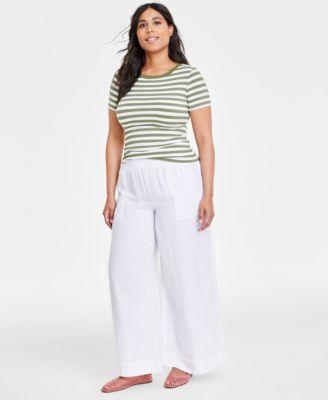 Women's Linen-Blend High-Rise Wide-Leg Pants, Created for Macy's Product Image