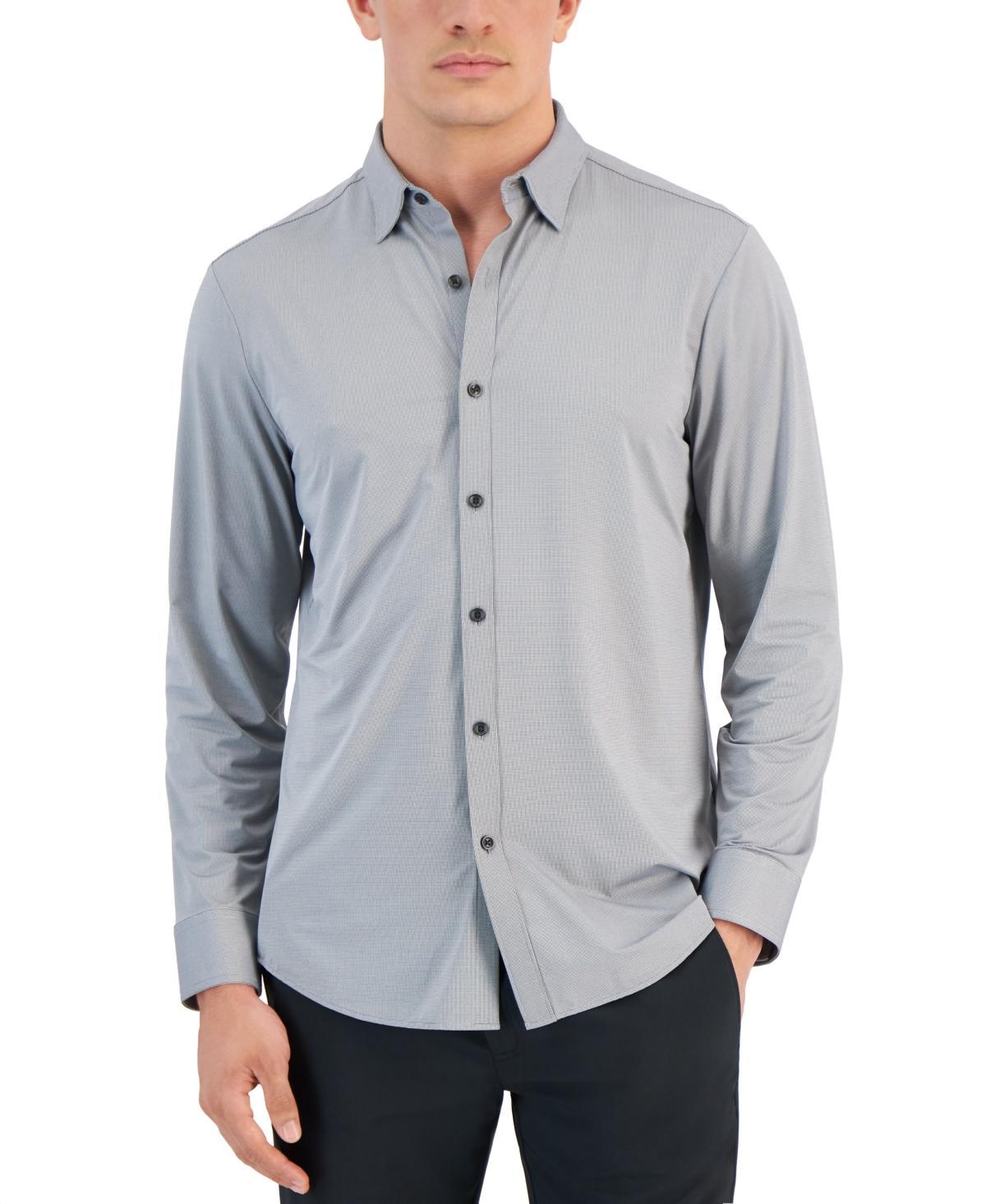 Alfani Mens Alfatech Yarn-Dyed Long Sleeve Performance Shirt, Created for Macys Product Image