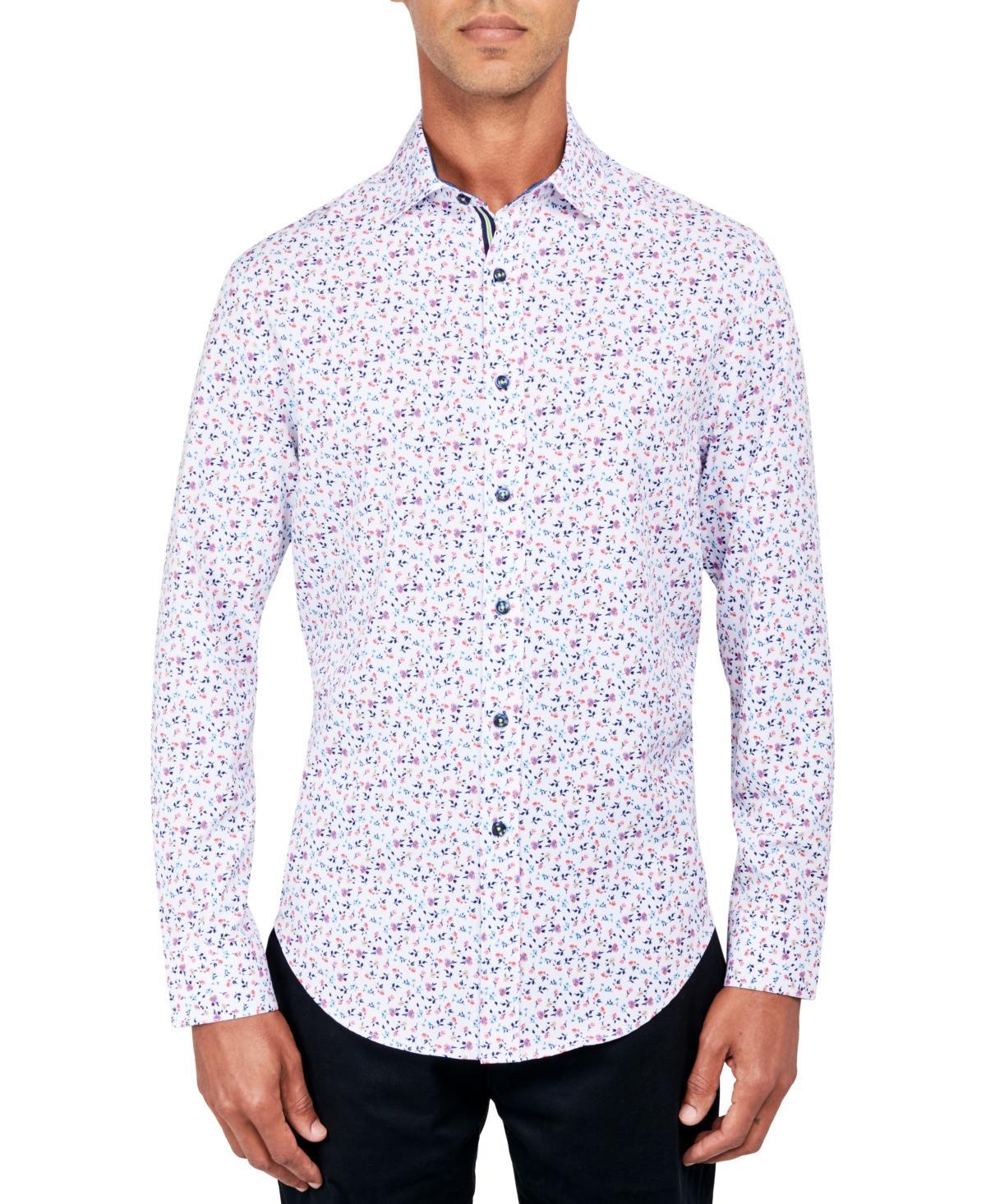 Society of Threads Mens Regular-Fit Non-Iron Performance Stretch Micro Flower-Print Button-Down Shirt Product Image