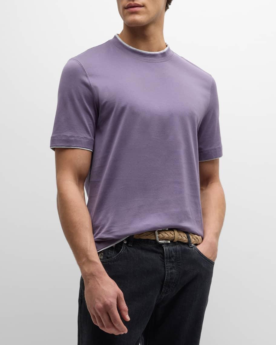 Men's Cotton Crewneck T-Shirt with Tipping Product Image