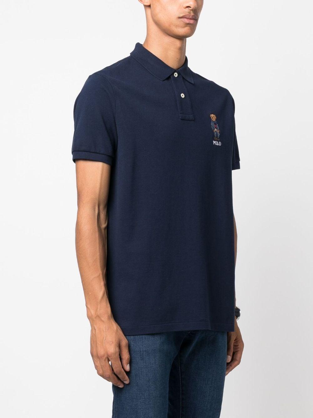 Polo Bear-embroidered Polo Shirt In Blue Product Image