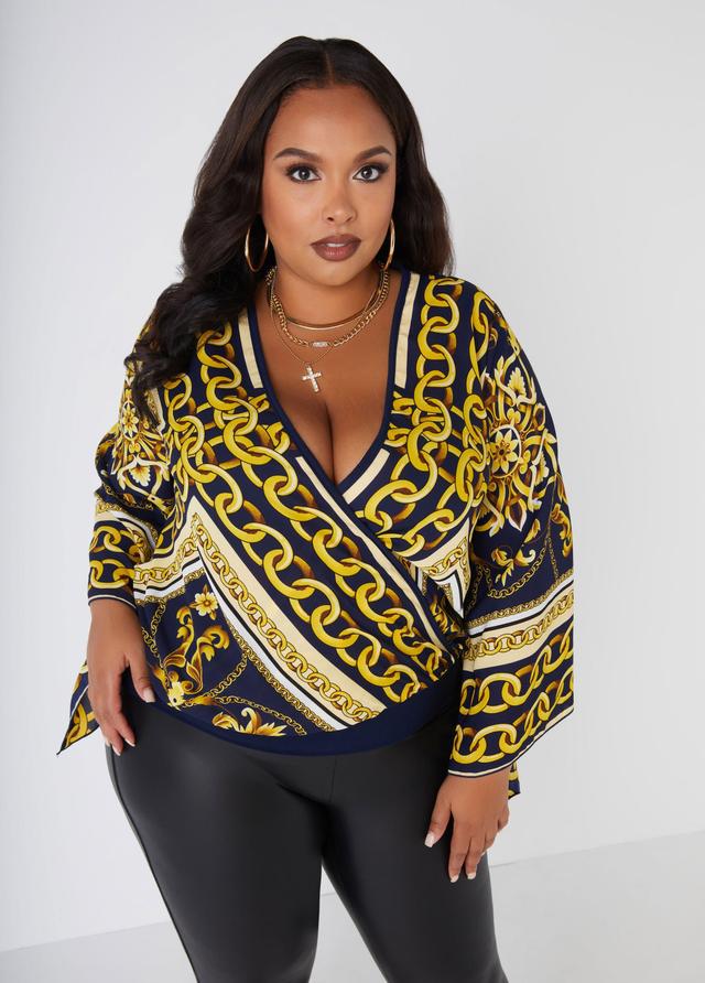 Plus Size Status Faux Wrap Blouse Ashley Stewart Product Image