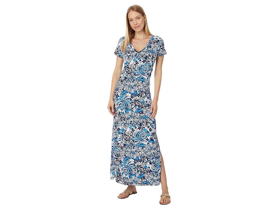 Lilly Pulitzer Etta Short Sleeve Maxi Dress (Low Tide Navy Pandarama) Women's Dress Product Image