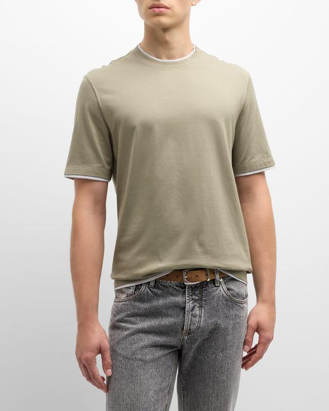 Mens Cotton Crewneck T-Shirt with Tipping Product Image