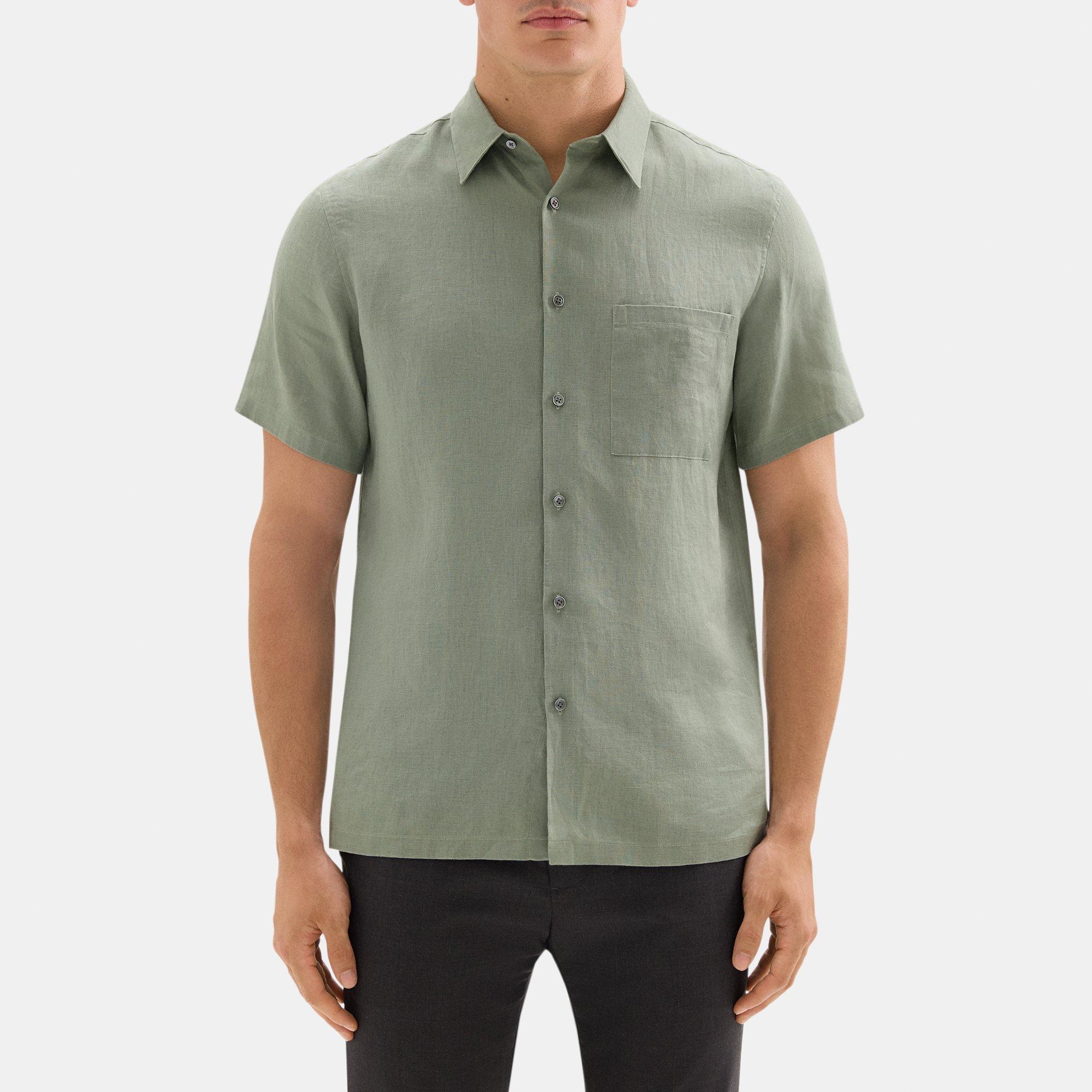 Linen Standard-Fit Short-Sleeve Shirt | Theory Outlet Product Image