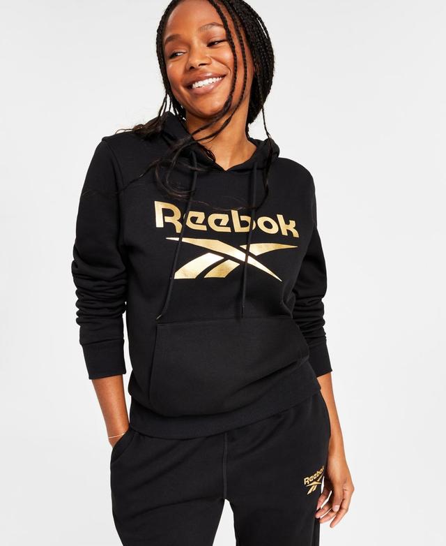 Reebok Womens Metallic Foil Logo Pullover Fleece Hoodie, A Macys Exclusive Product Image