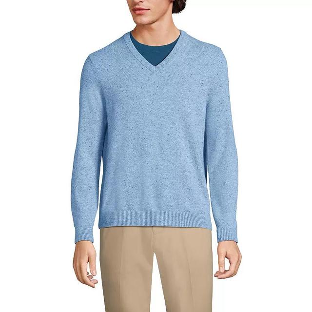 Big & Tall Lands End Fine-Gauge Cashmere V-neck Sweater, Mens Grey Product Image