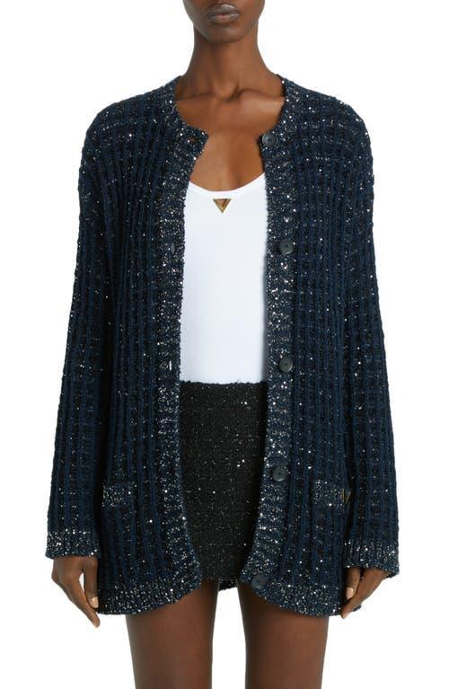 Valentino Garavani - Oversized Cotton-Blend Cardigan - NavyModa Operandi Product Image