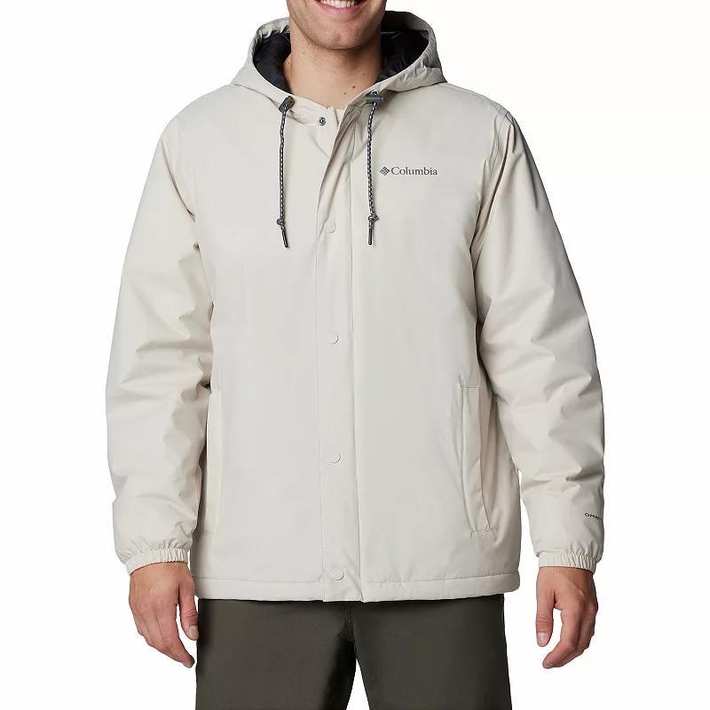 Mens Columbia Cedar Cliff II Hooded Snap Front Insulated Jacket Dark Grey Product Image