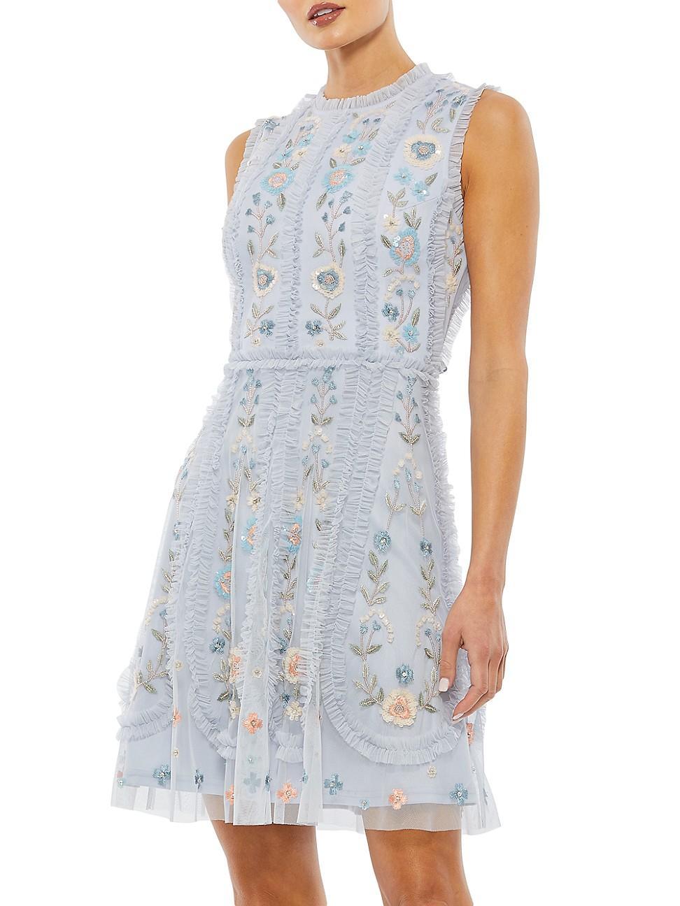 Womens Mac Floral-Embroidered Chiffon Minidress Product Image