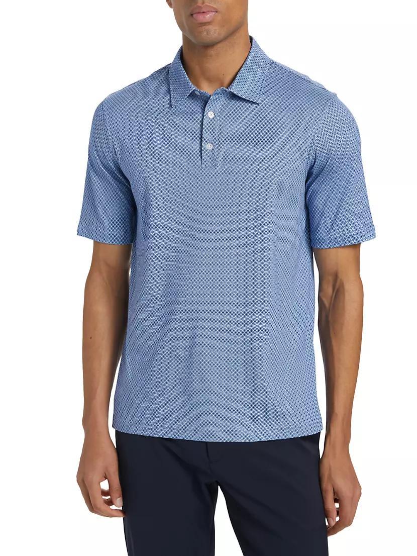 Slim-Fit Geometric Cotton Polo Shirt Product Image