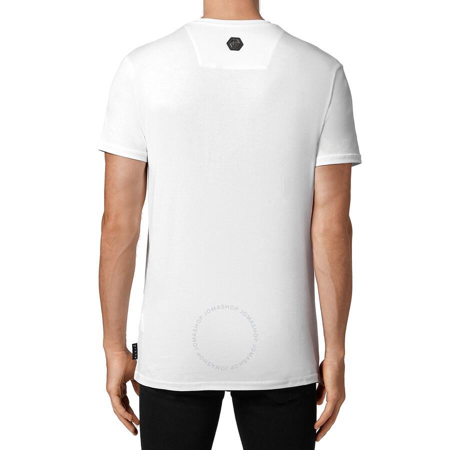 Skull On Fire Round Neck T-shirt In White Product Image