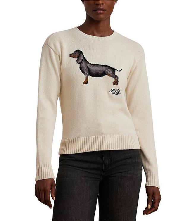 Lauren Ralph Lauren Riednee Dachshund Crew Neck #double;LRL#double; Script Embroidered Sweater Product Image