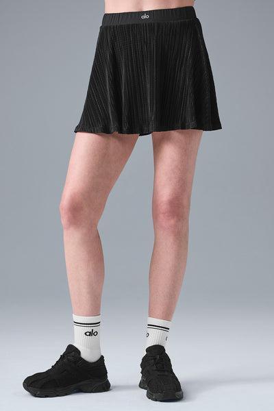 Micro Plisse Tennis Skirt - Black Product Image