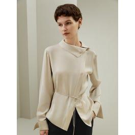 Asymmetrical Shirt with Waist Tie Product Image