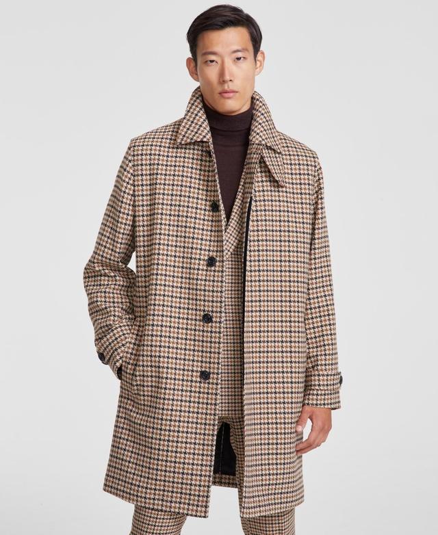 Hugo by Hugo Boss Mens Modern-Fit Houndstooth Overcoat Product Image