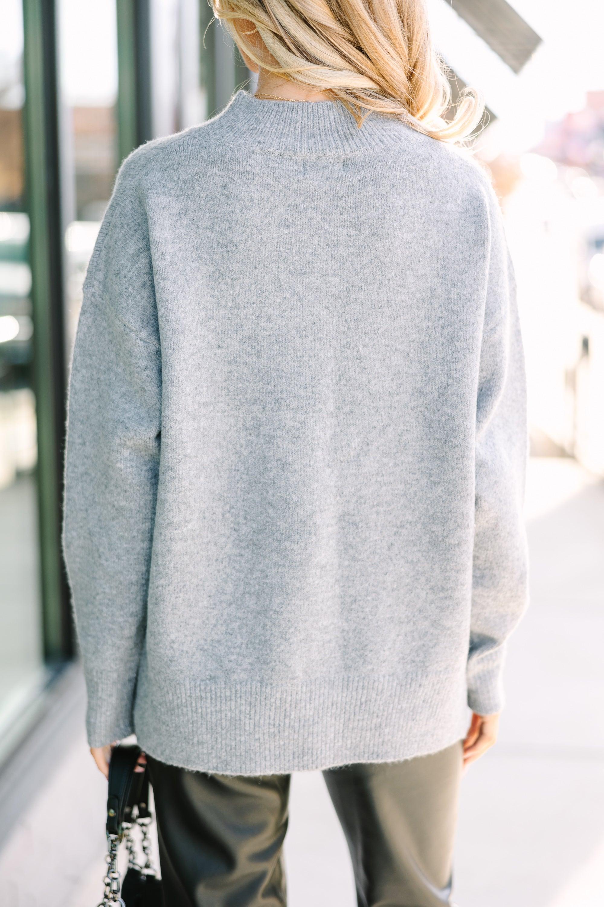 It Can Happen Gray Side Slit Sweater Female Product Image