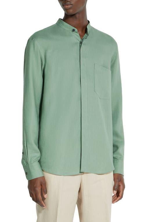 ZEGNA Oasi Band Collar Linen Button-Up Shirt Product Image