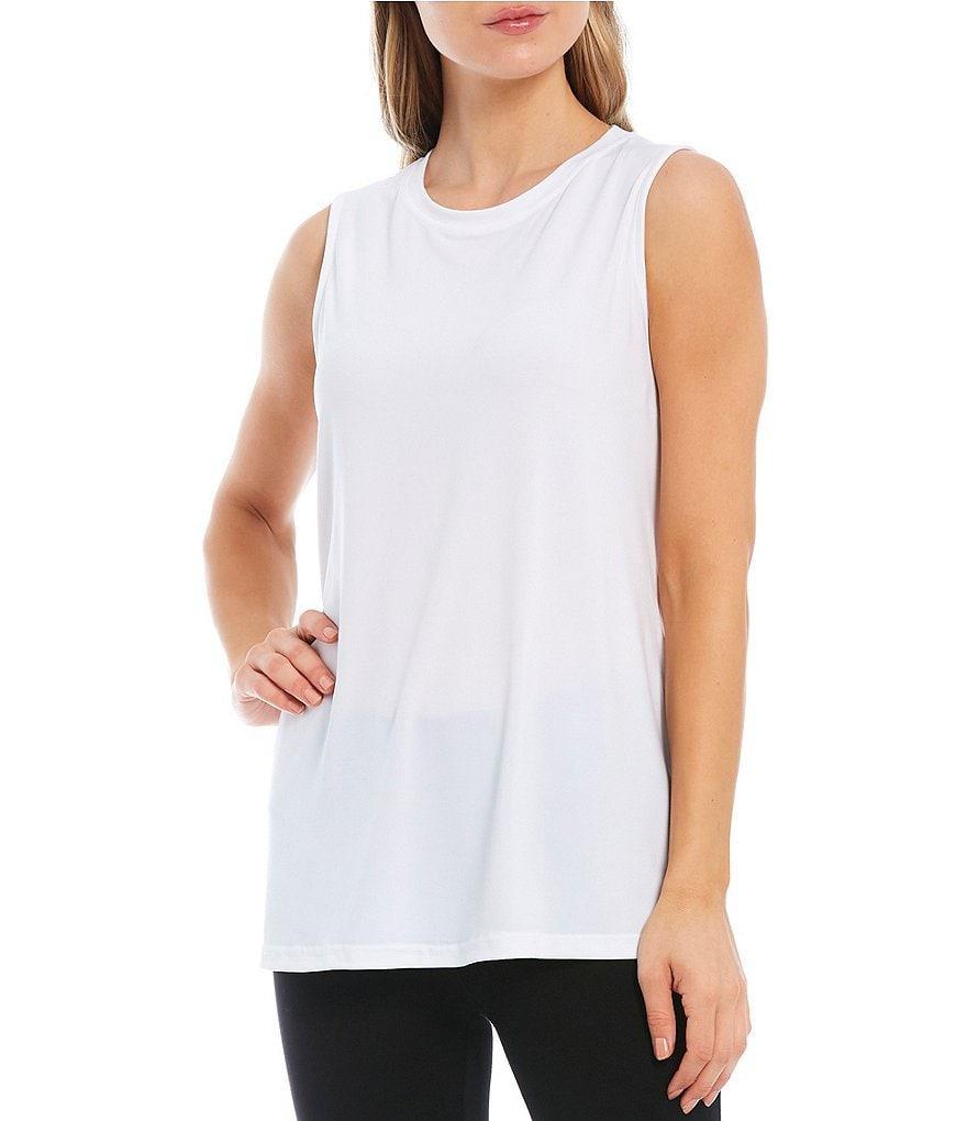 Ali Miles Crepe Luxe Sleeveless Round Neck Tank Product Image