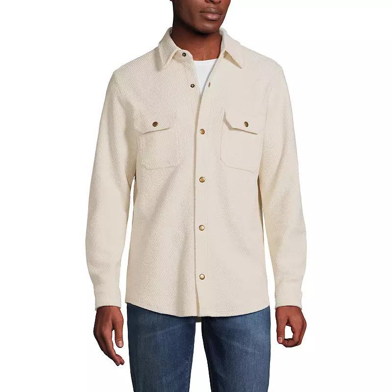 Mens Lands End Long Sleeve Textured Terry Overshirt Product Image