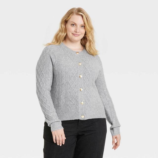 Womens Cashmere-Like Cable Stitch Cardigan - Universal Thread 1X Product Image