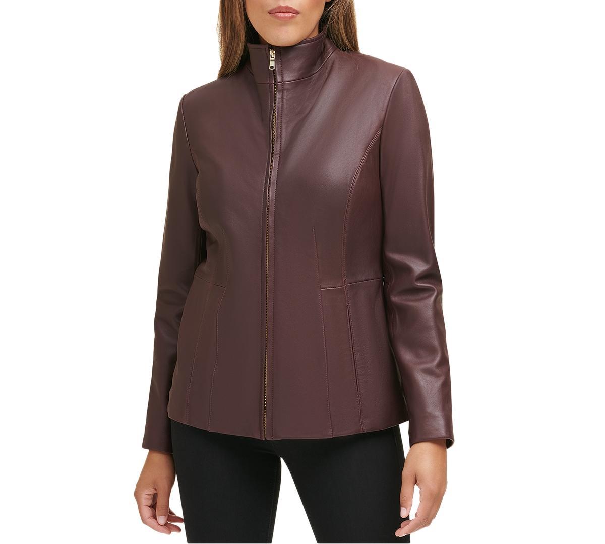 Cole Haan Womens Petite Leather Coat Product Image