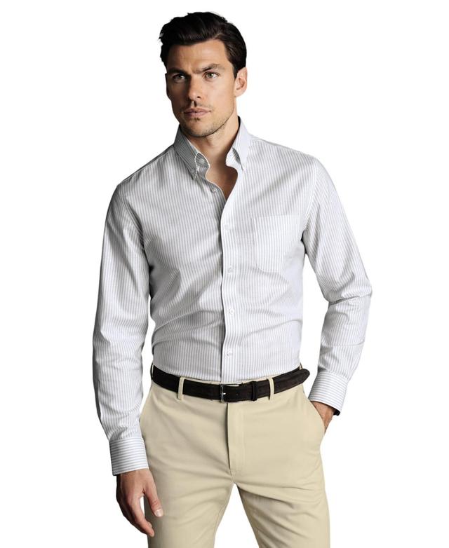 Charles Tyrwhitt Mens Slim Fit Button-Down Collar Non-Iron Stretch Stripe Oxford Shirt Product Image